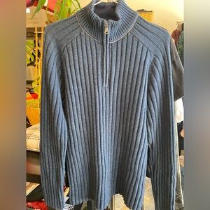 RW&CO. Men's Ribbed Blue Zip-Up Sweater